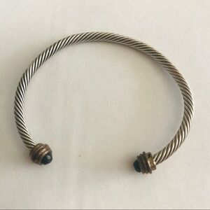 Cable classic Modern Twist Cuff Bracelet Silver tone Black Onyx End Adornment
